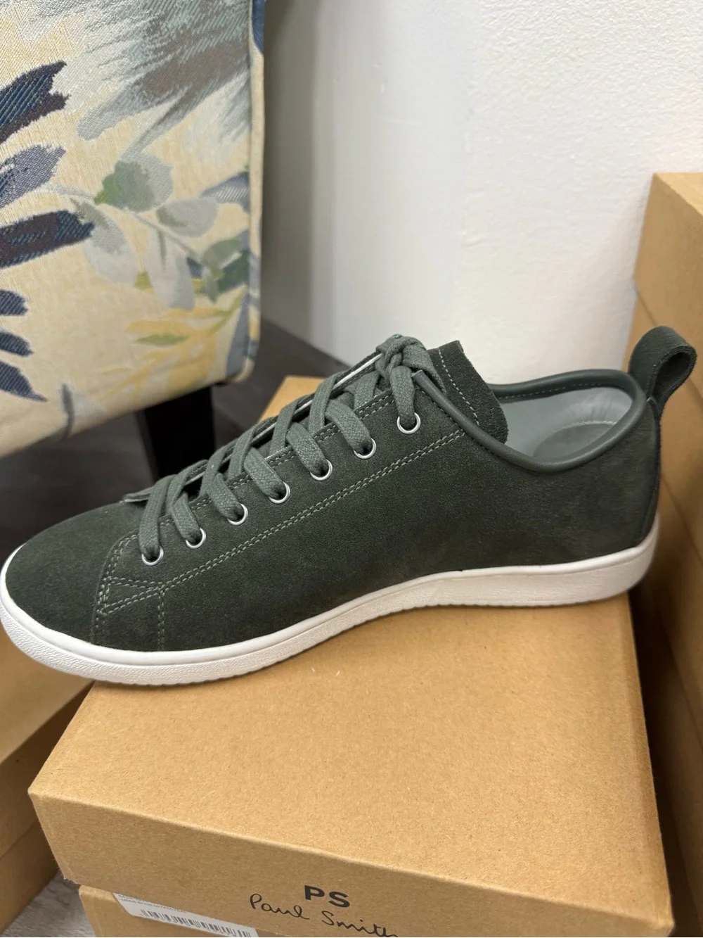 Paul Smith Dark Green Suede Low-Top Sneaker